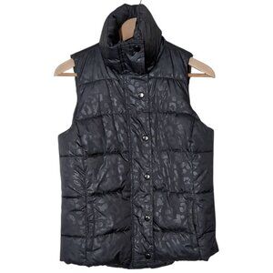 Animal Print Puffer Vest Womens Small Old Navy High Collar